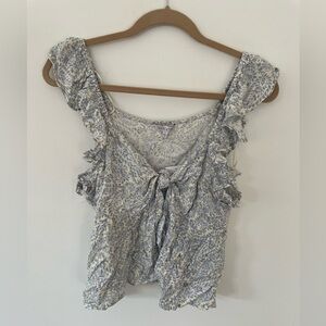 Patrons of Peace Blue and White Floral Tank Top